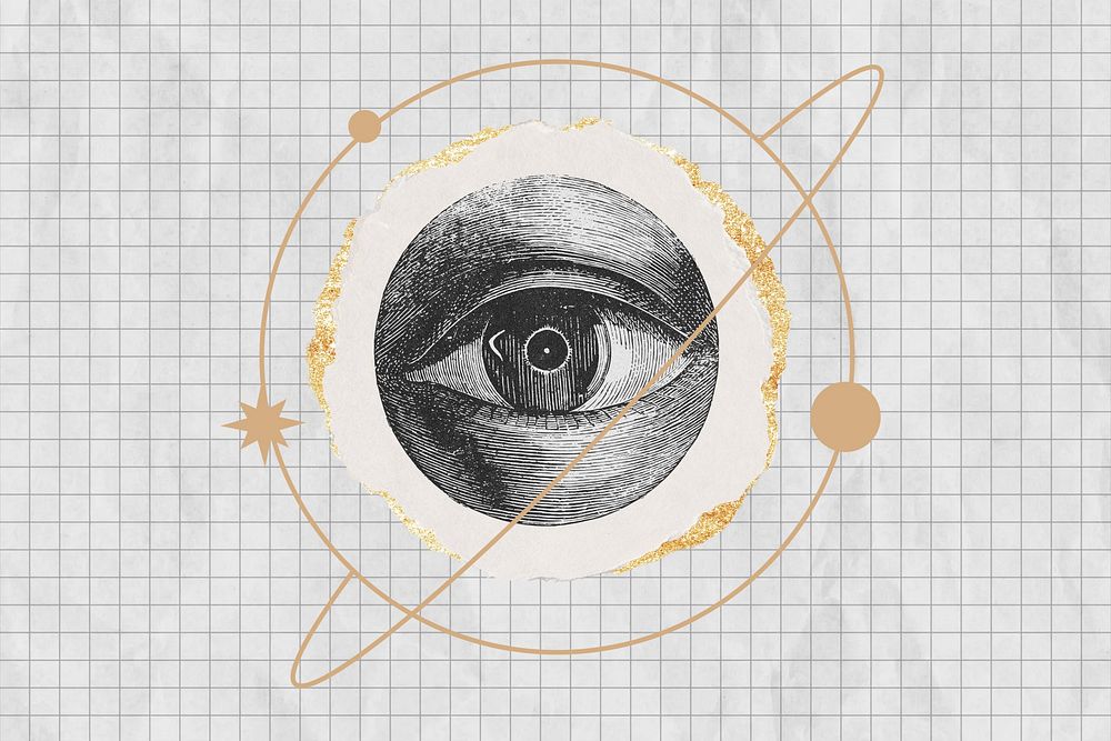 Celestial observing eye background, astrology art