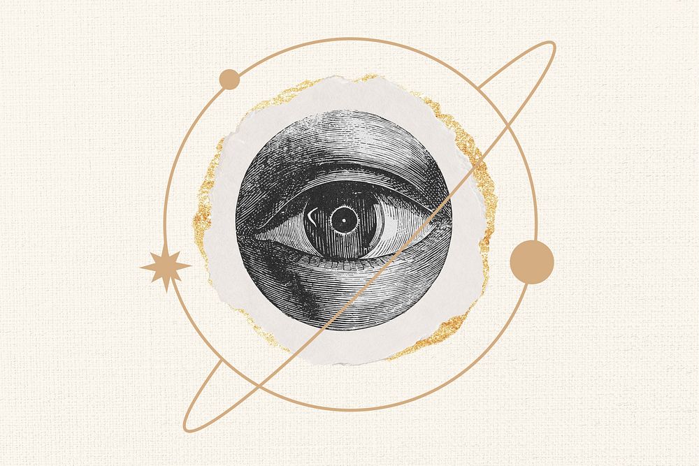 Celestial observing eye background, astrology art