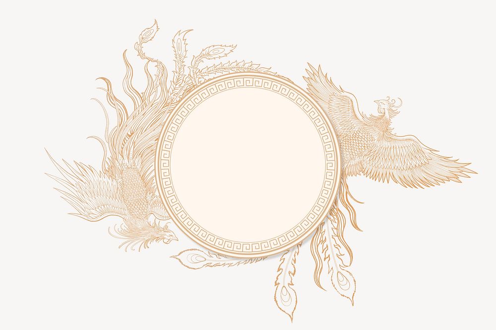 Chinese phoenix frame background, ancient mythical creature