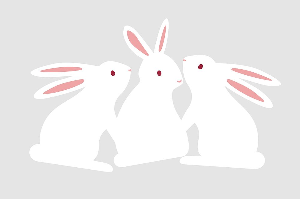 Cute white rabbits, Easter celebration graphic