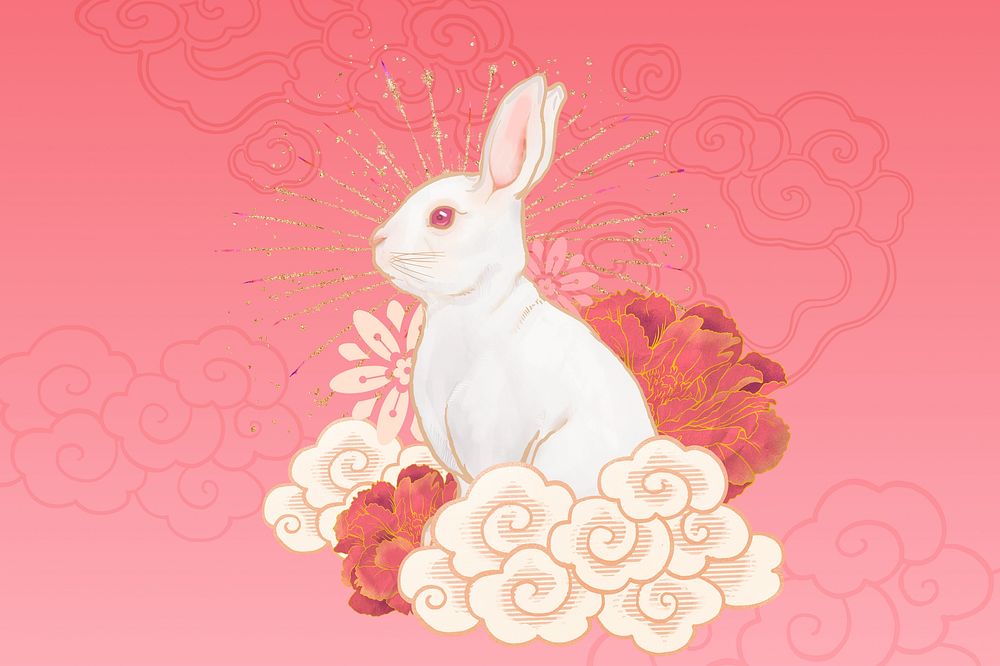 Oriental rabbit background, Chinese zodiac animal
