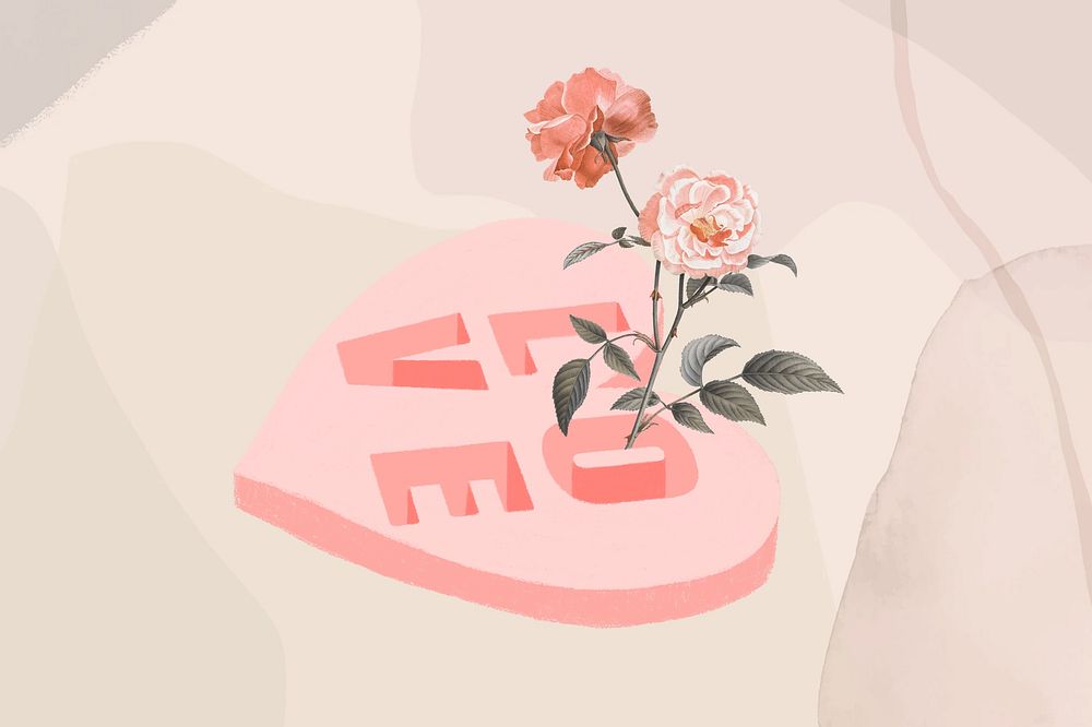 Flower love heart background, Valentine's Day graphic
