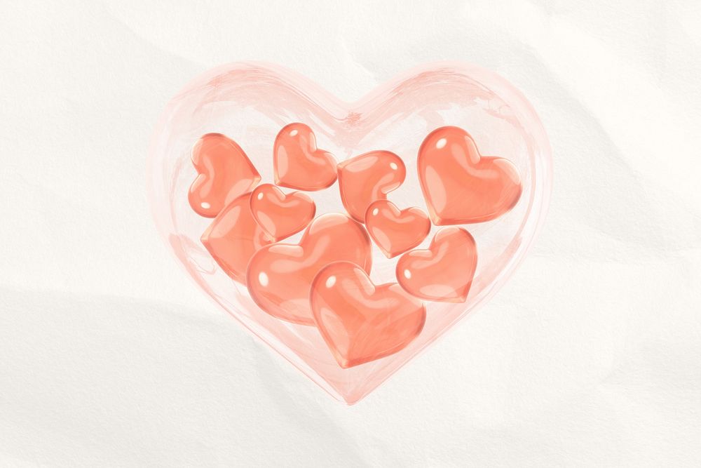 3D crystal hearts background, Valentine's celebration