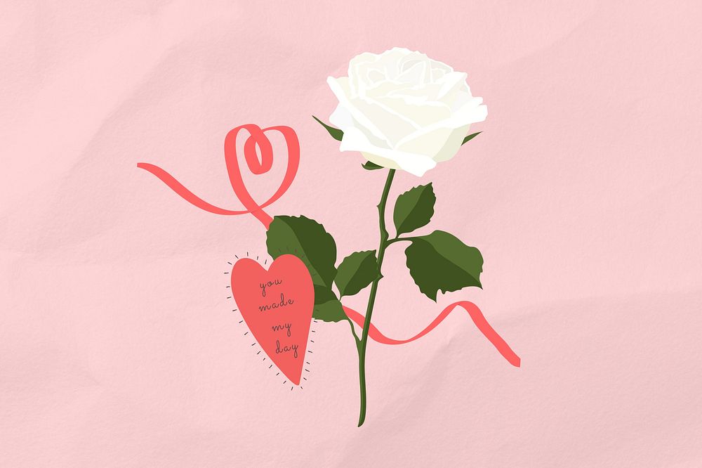 Valentine's white rose background, flower graphic
