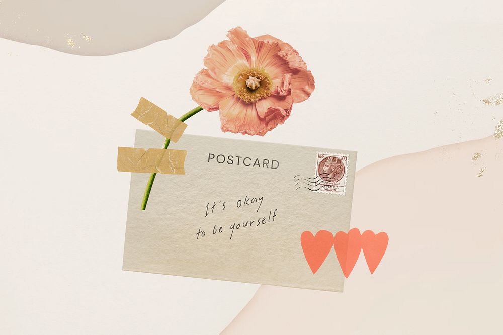 Flower post card background, love letter graphic