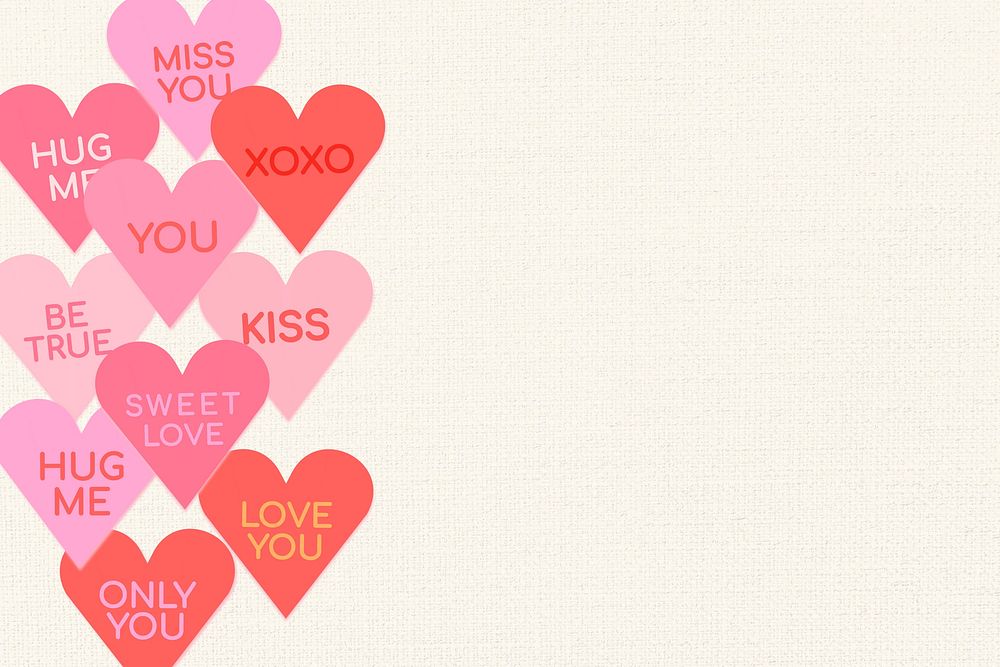 Aesthetic beige background, pink hearts border