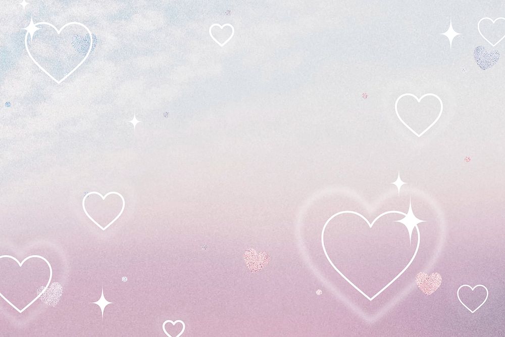 Aesthetic sky background, cute hearts graphic