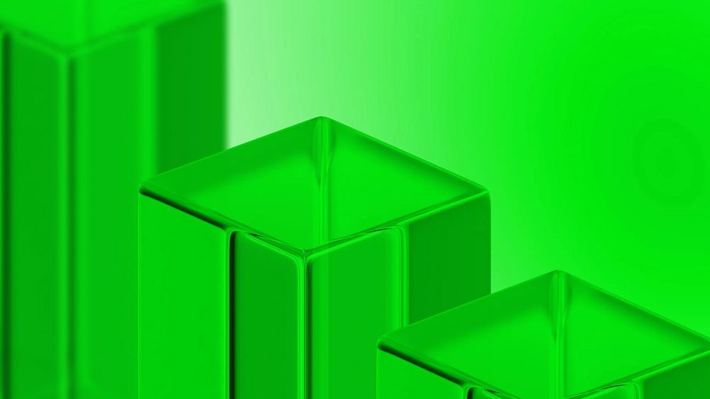 Green glass pillars desktop wallpaper, digital remix