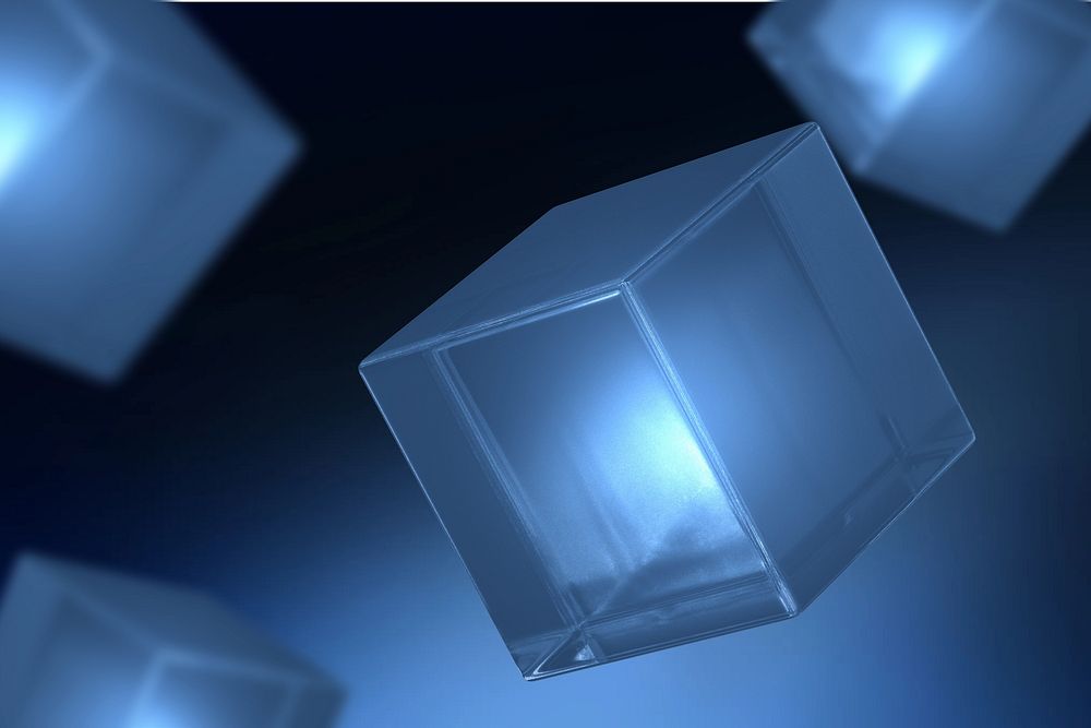 3D cubic dark blue background