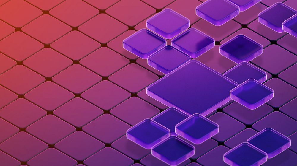 Purple square pattern desktop wallpaper, digital remix