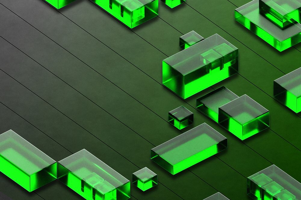 Digital green squares geometric background