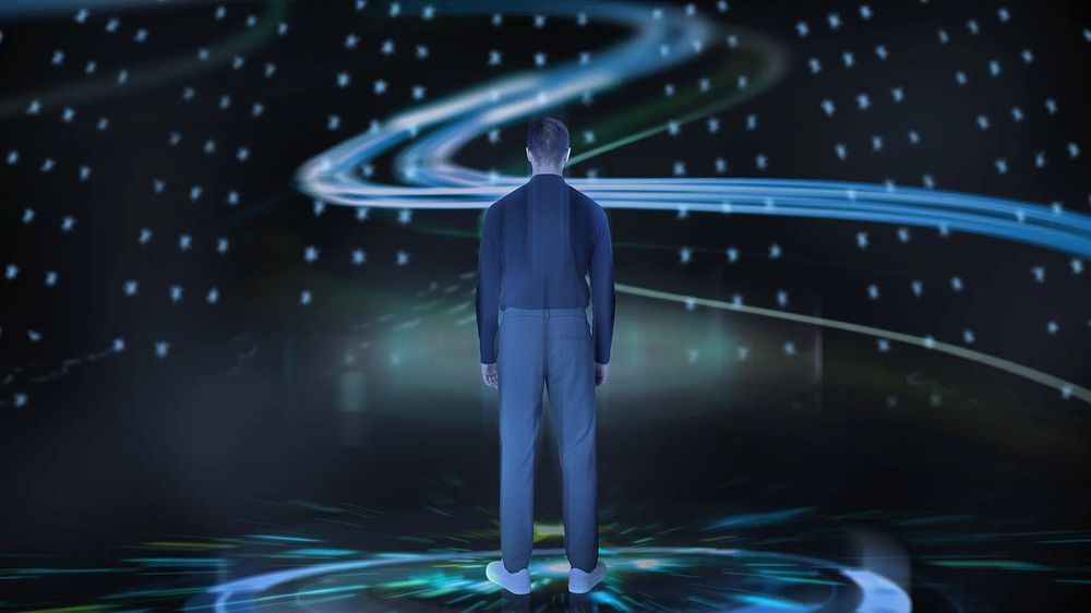 Advanced technology, male hologram projection