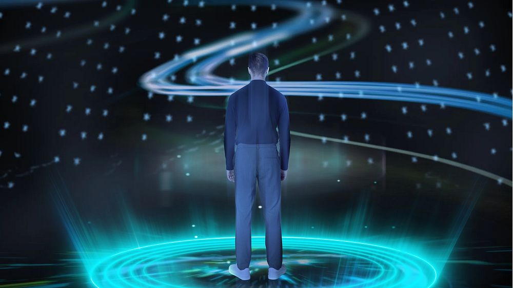 Advanced technology, male hologram projection