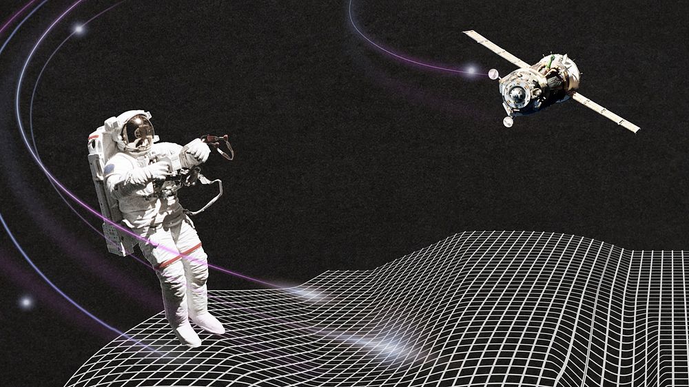 Astronaut futuristic technology desktop wallpaper, digital remix