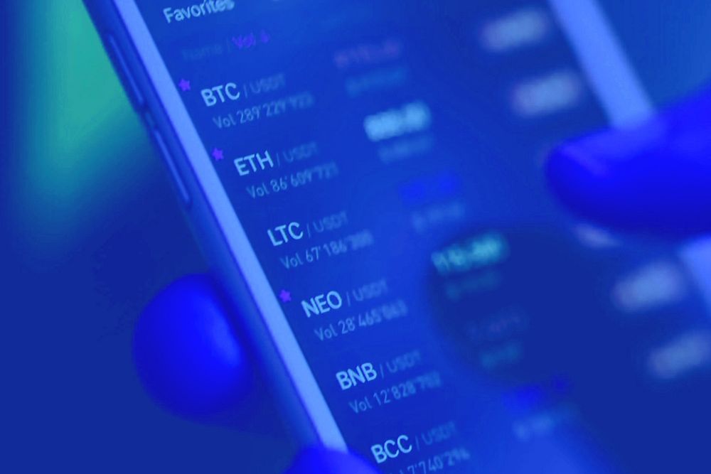 Exchange market blue background, financial technology