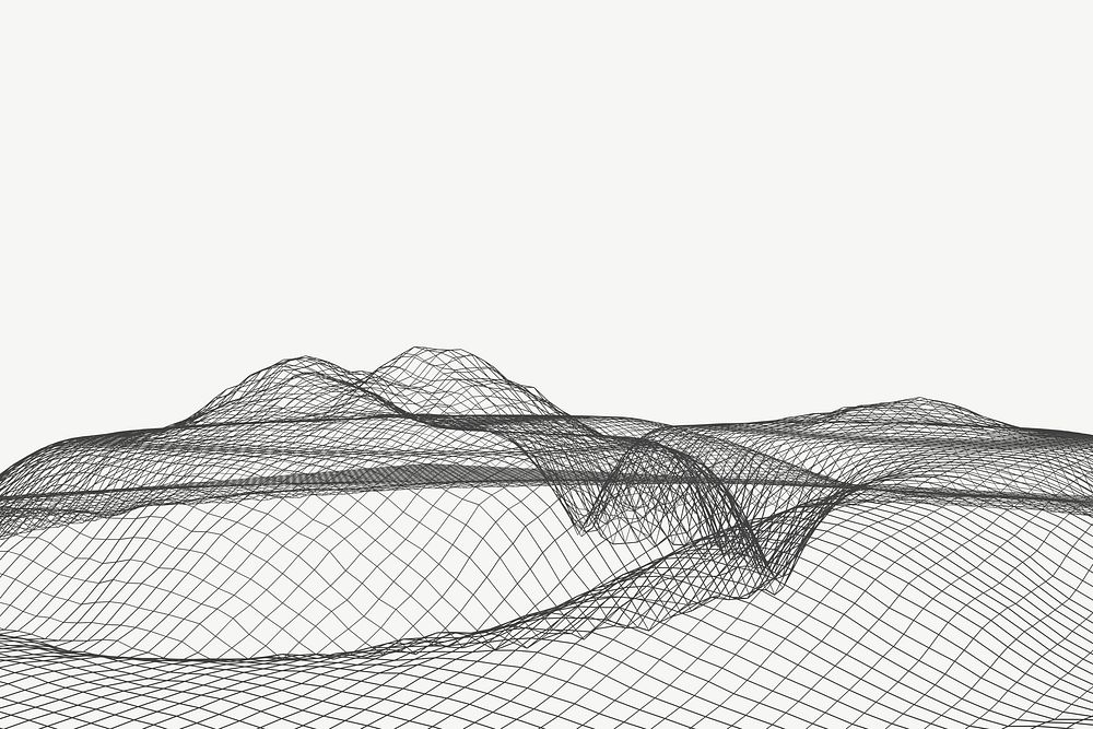 Abstract black wireframe landscape psd