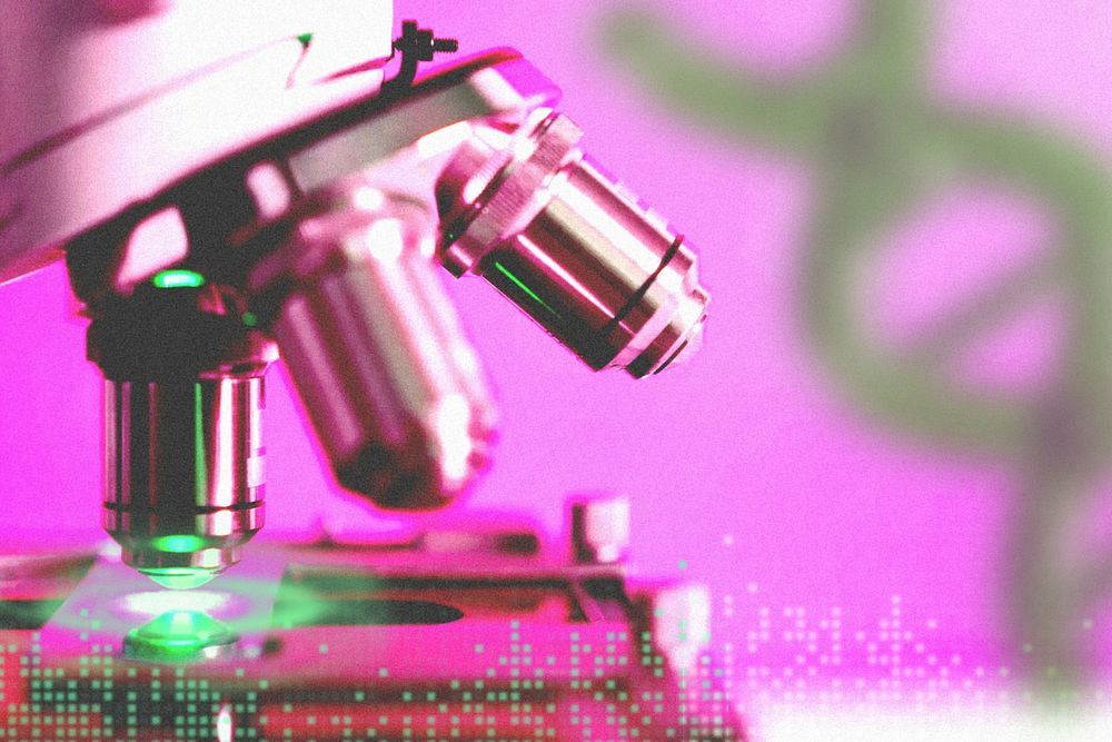Science background, microscope digital remix