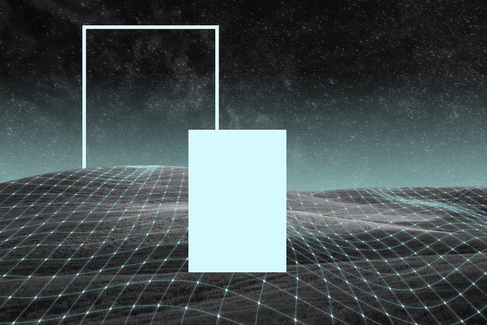 Futuristic grid wave background, digital remix