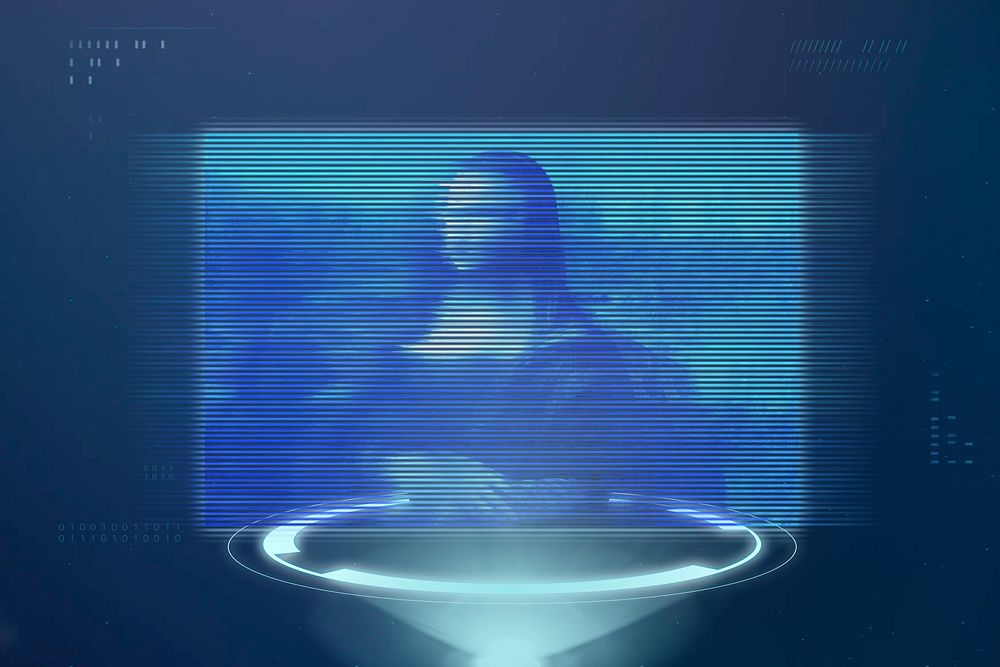 Mona Lisa background futuristic motion glitch, Leonardo Da Vinci's famous painting. Remixed by rawpixel.