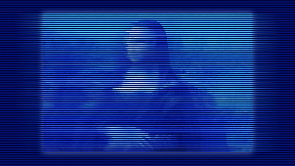 Mona Lisa desktop wallpaper futuristic motion glitch, Leonardo Da Vinci's famous painting. Remixed by rawpixel.
