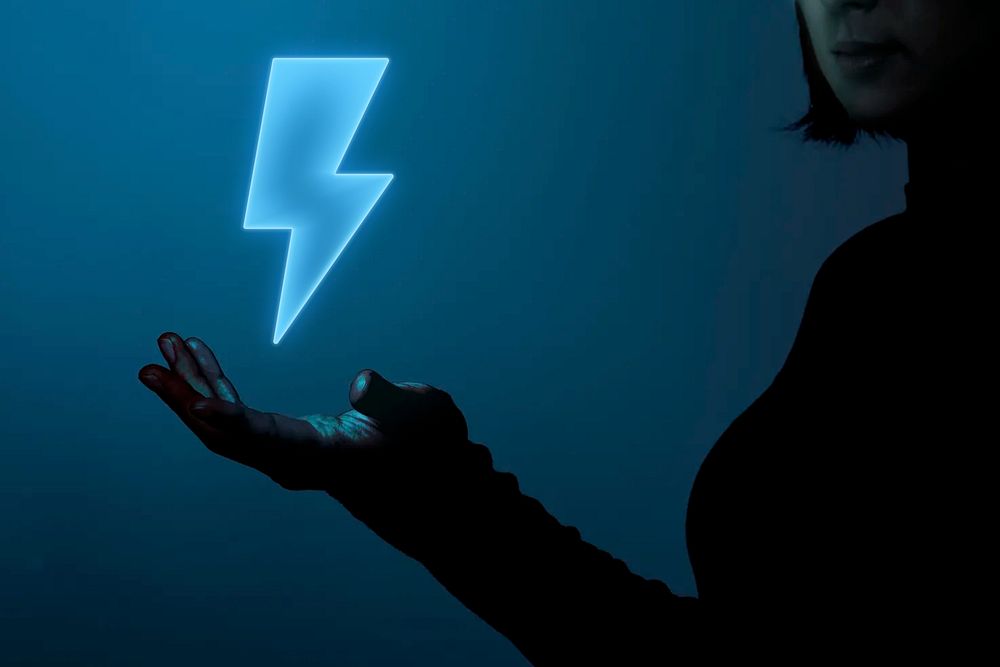 Blue power lightning, smart technology remix