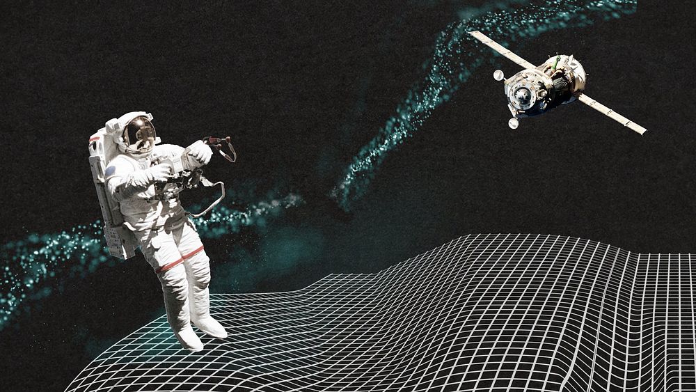 Astronaut futuristic technology desktop wallpaper, digital remix