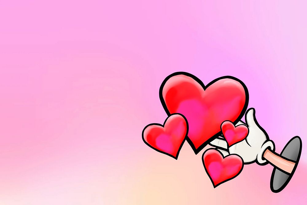 Hand showing hearts background, love cartoon