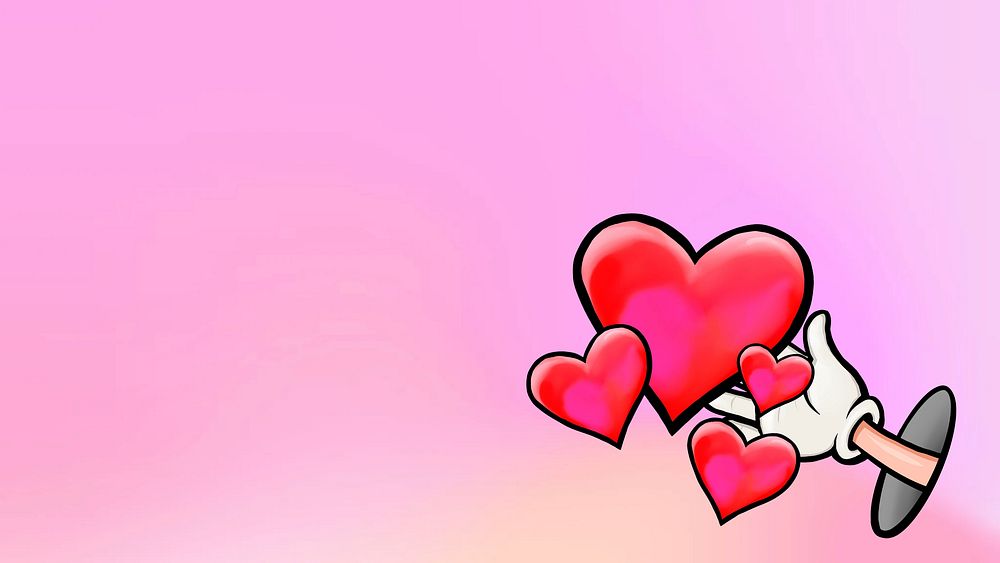 Hand showing hearts computer wallpaper, love cartoon background