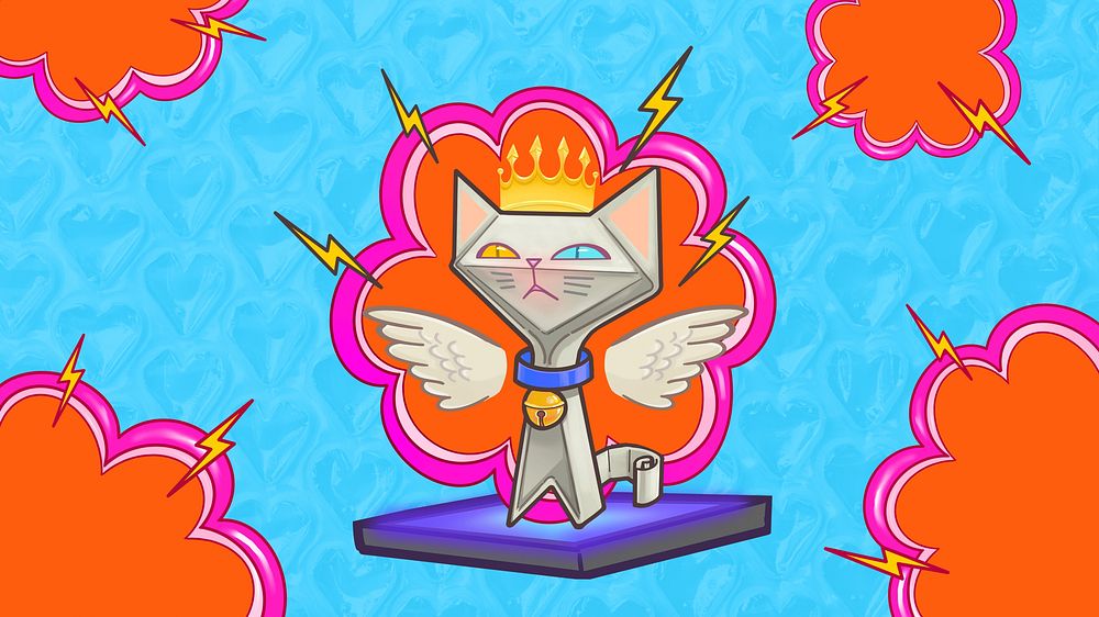 Gaming technology desktop wallpaper, AR cat character illustration