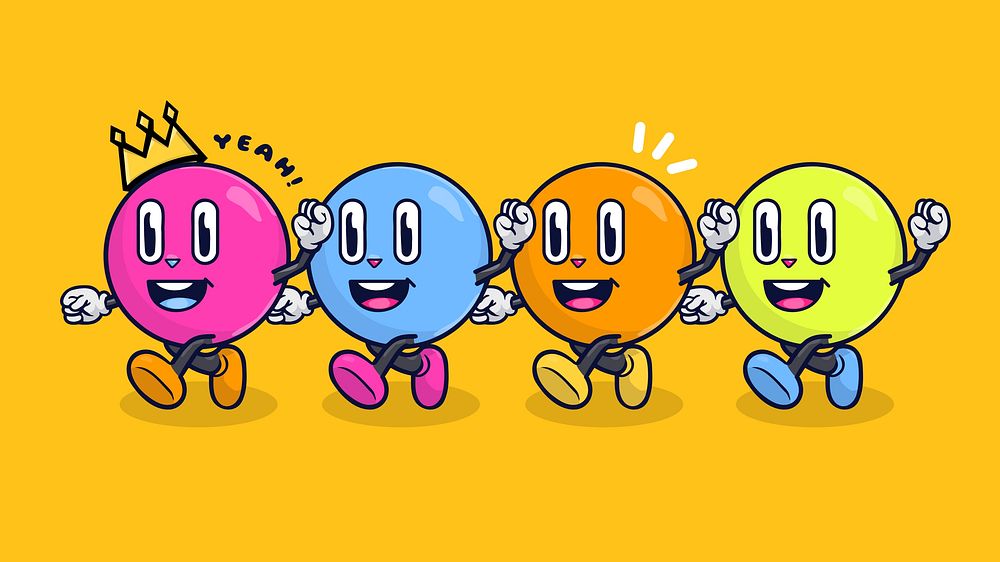 Colorful bubbles waving desktop wallpaper, cute cartoon background