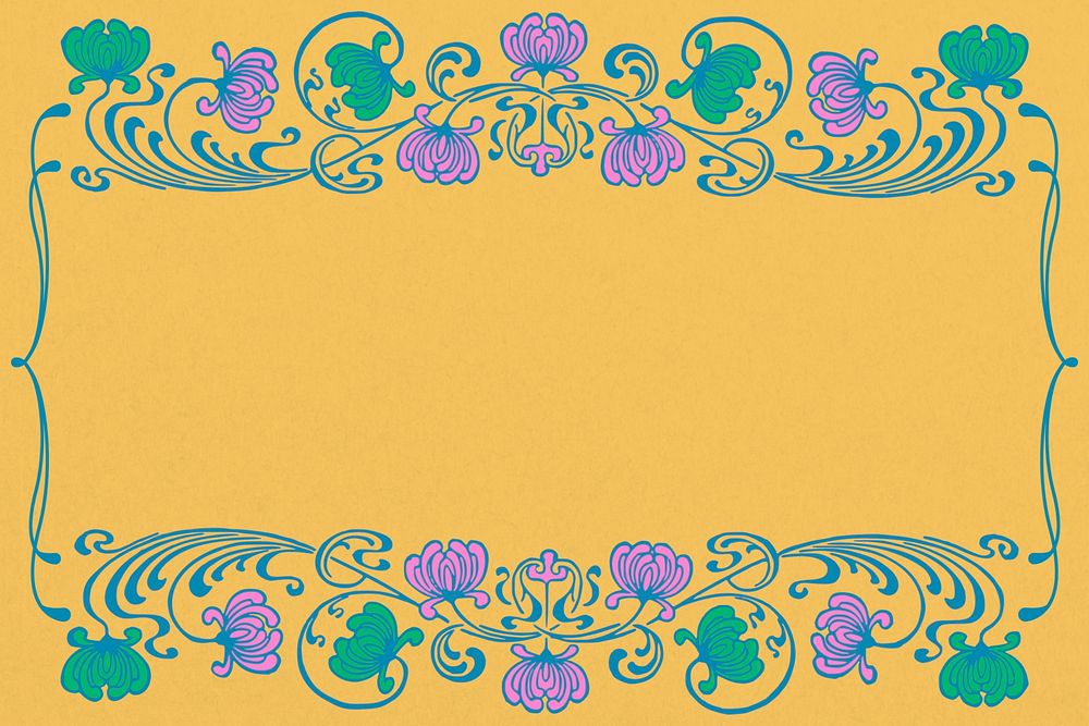 Vintage floral frame background, yellow ornamental design, remixed by rawpixel