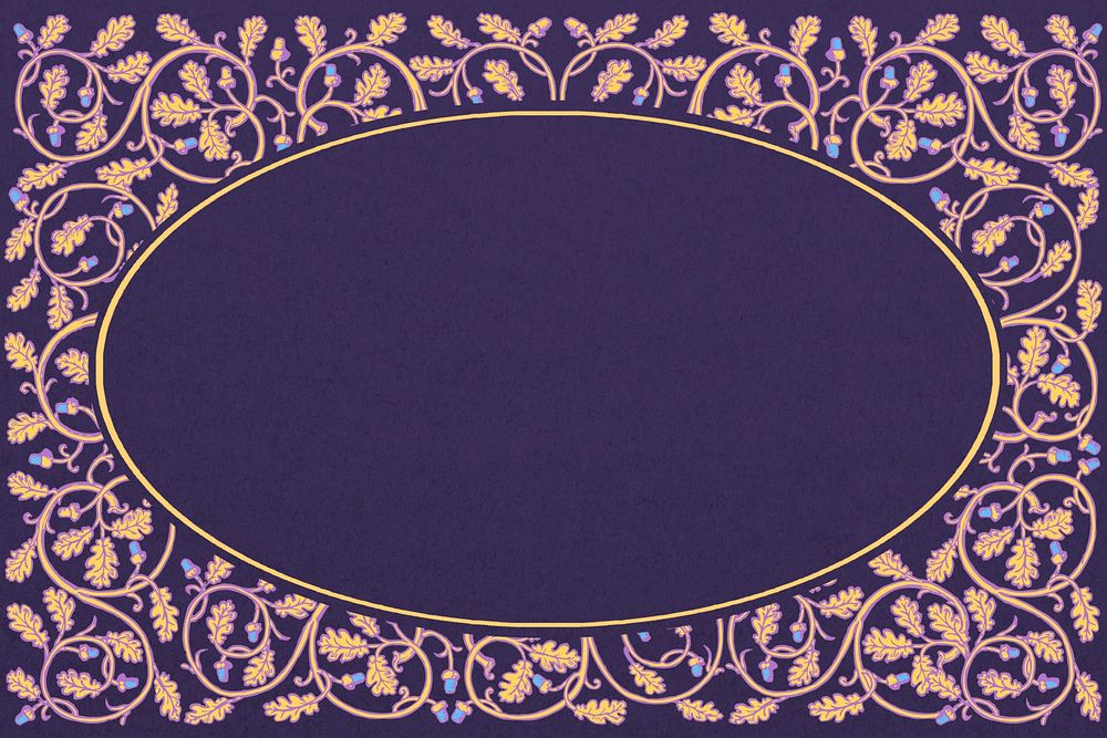 Vintage botanical frame background, purple ornate design, remixed by rawpixel