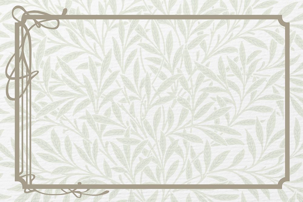 William Morris' patterned background, leaf frame, remixed by rawpixel