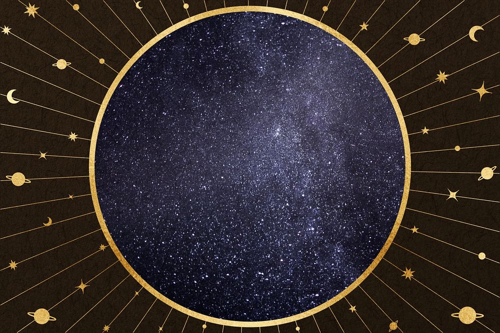 Celestial astrology frame background, brown galaxy aesthetic