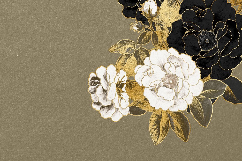 Brown background, aesthetic roses design, remixed by rawpixel