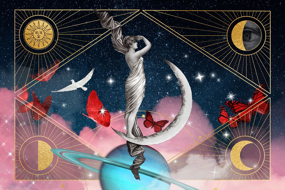 Art Nouveau celestial background, remixed by rawpixel