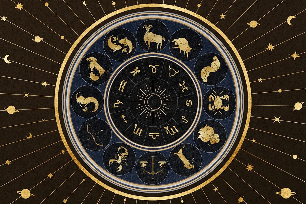 Alphonse Mucha’s zodiac sign background, famous Art Nouveau artwork, remixed by rawpixel