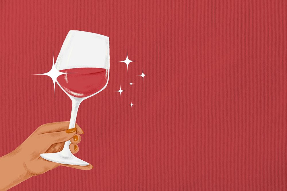 Red wine glass background, celebration drink illustration
