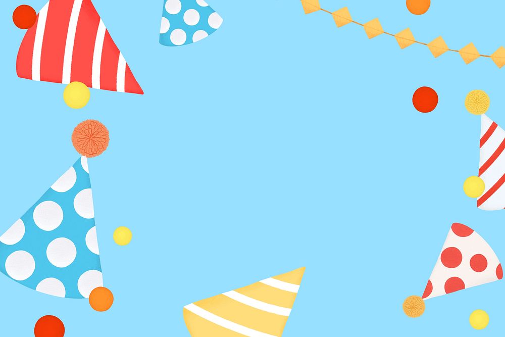 Cone hat frame background, birthday party illustration