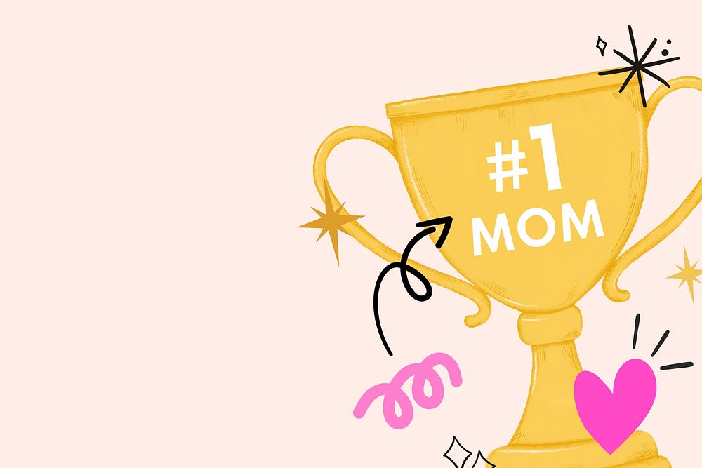 Mother's day celebration background, #1 mom trophy illustration