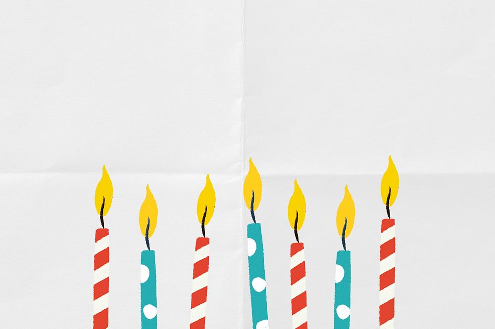 Birthday candles border background, white paper textured design