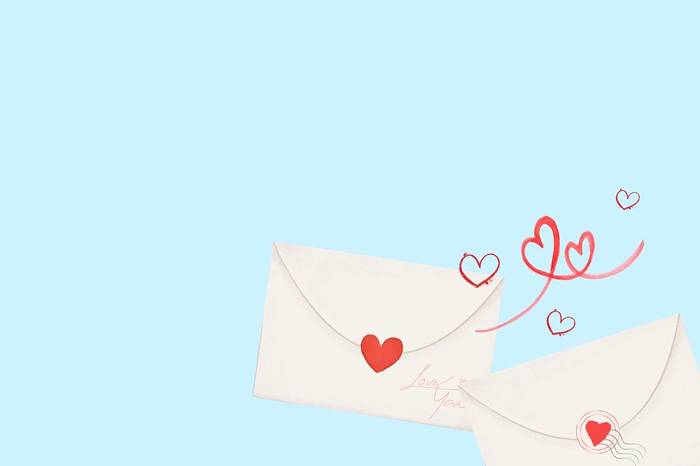 Valentine's love letters background, blue border design