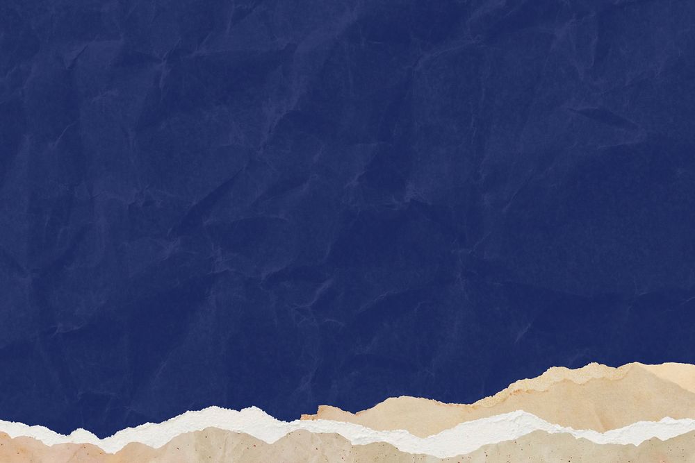 Wrinkled blue background, ripped paper border design