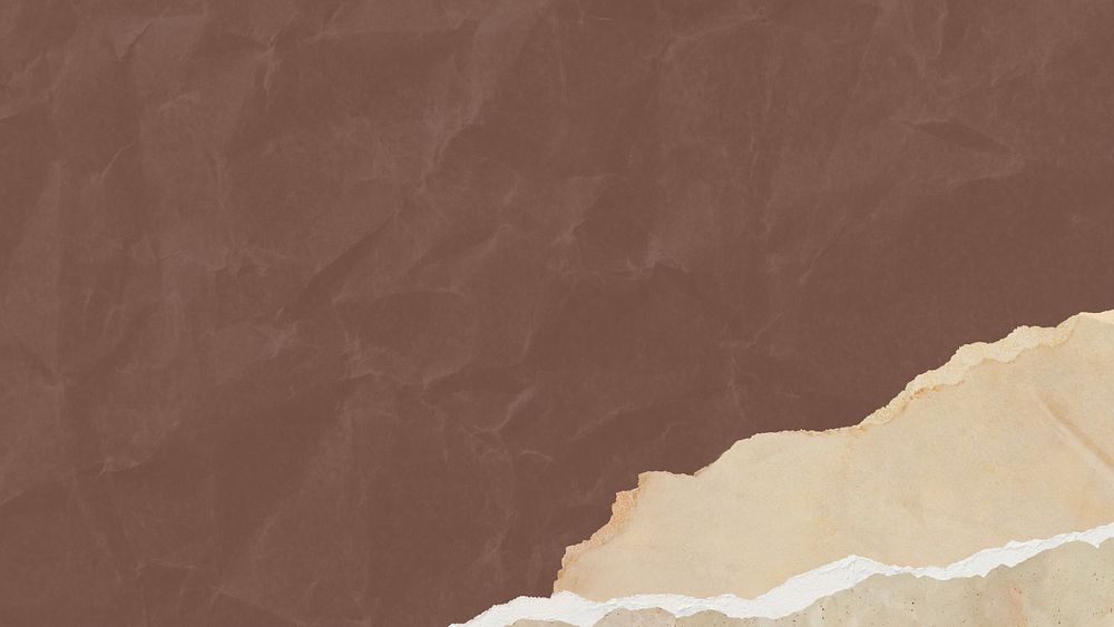 Wrinkled brown textured desktop wallpaper, ripped paper border design