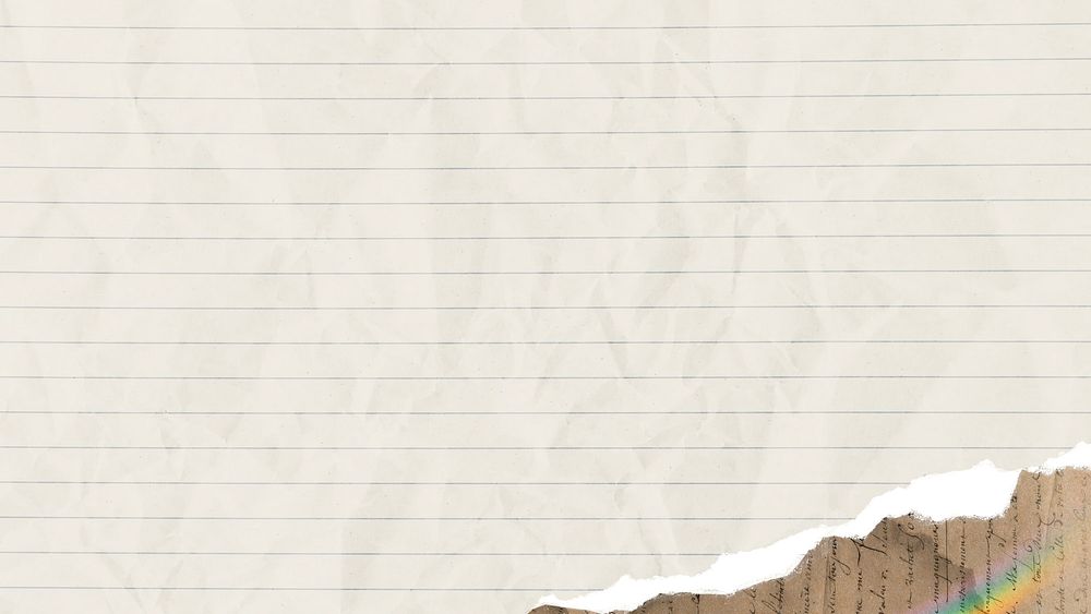Beige lined note desktop wallpaper, ripped brown paper textured border design