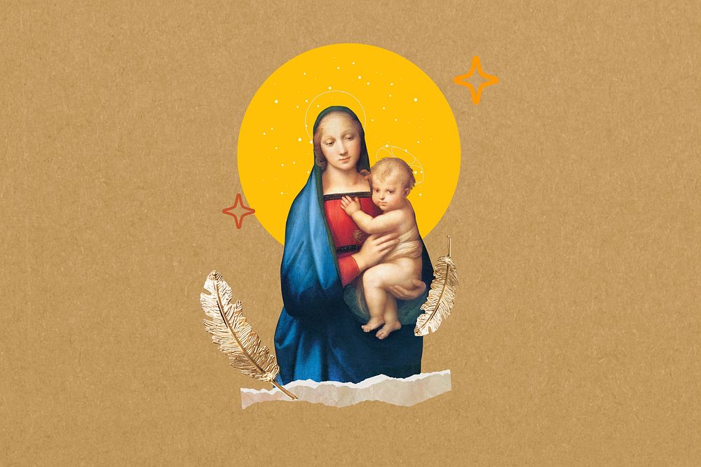 Raphael's Madonna del Granduca famous painting, remixed by rawpixel