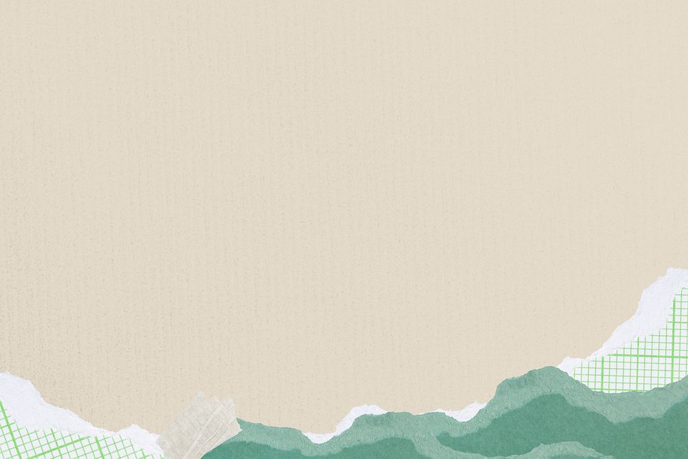 Beige background, ripped green paper border