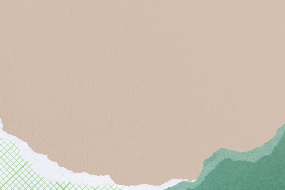 Brown background, ripped green paper border