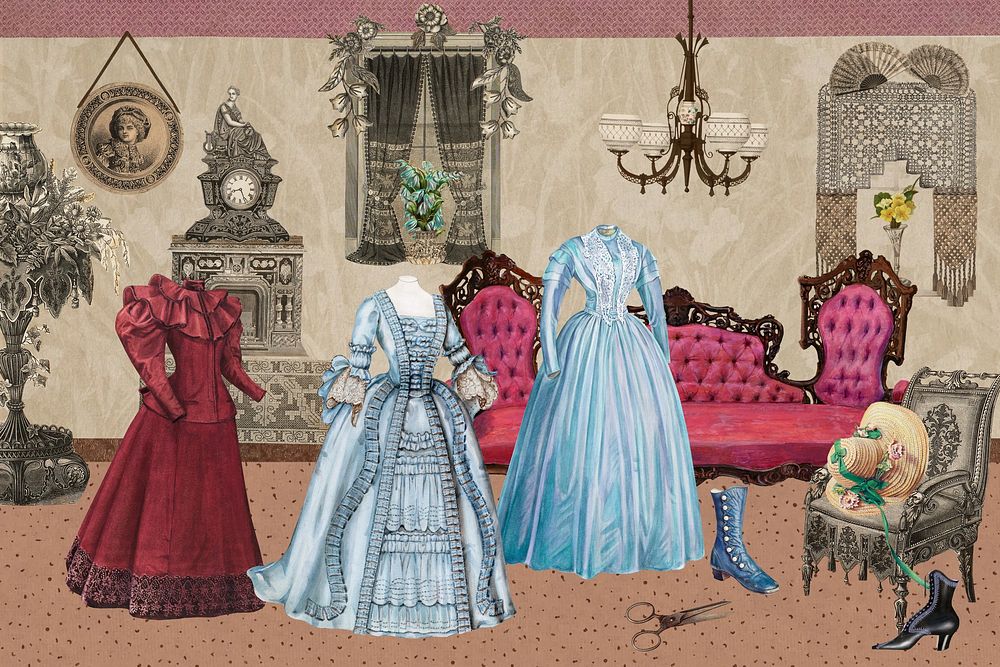 Victorian life and fashion background, remixed by rawpixel