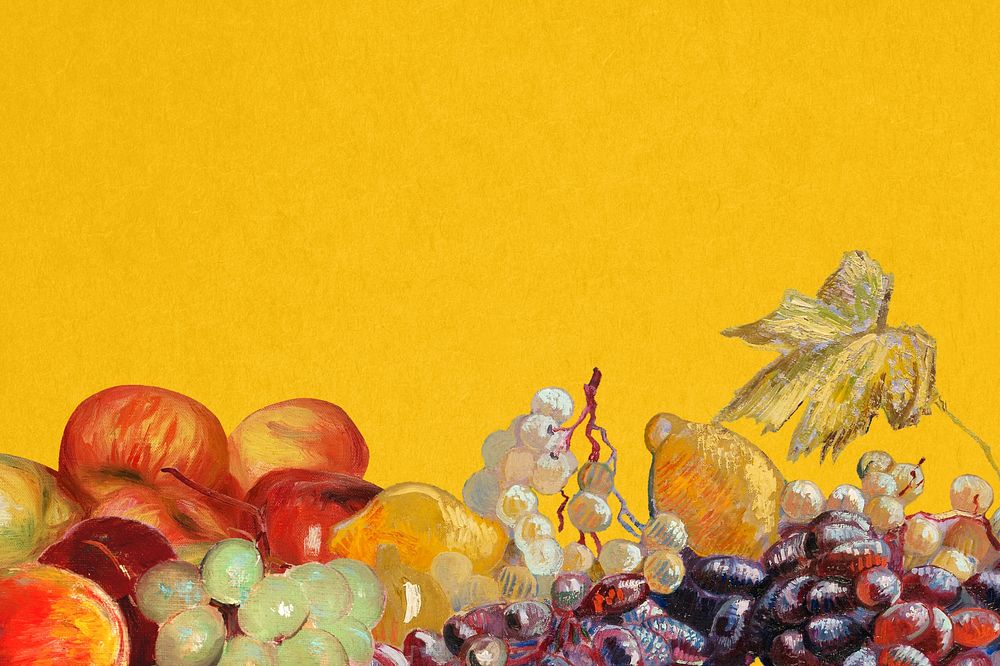 Van Gogh's fruit background, famous artwork border, remixed by rawpixel